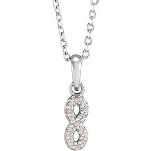 14K White Gold .03 CTW Natural Diamond Petite Infinity 16-18" Necklace