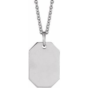 Sterling Silver Engravable Dog Tag 16-18" Necklace