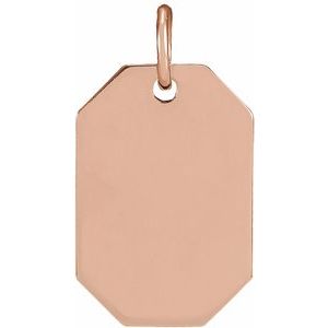14K Rose Gold Dog Tag Pendant