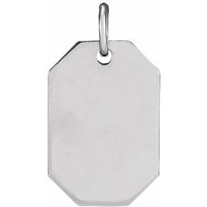 14K White Gold Dog Tag Pendant