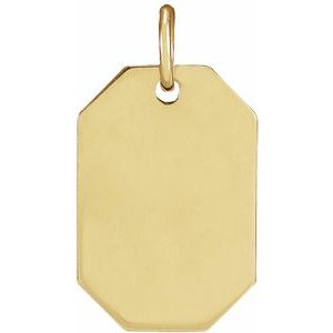14K Yellow Gold Dog Tag Pendant