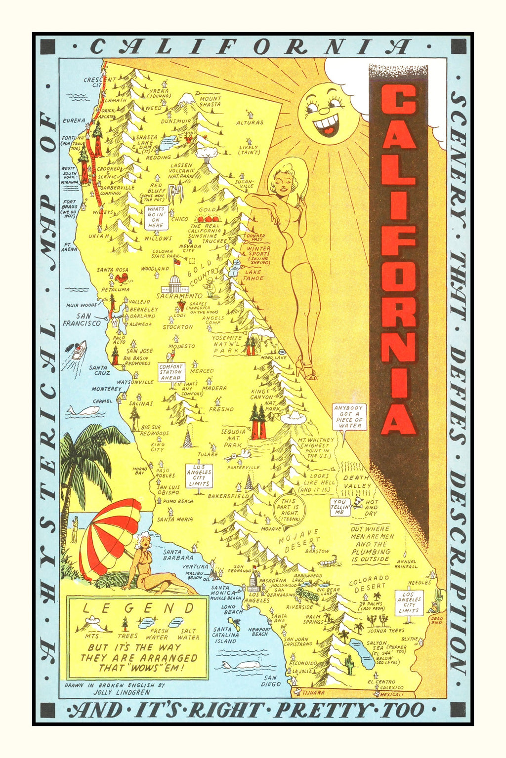 Vintage Map of California 1948