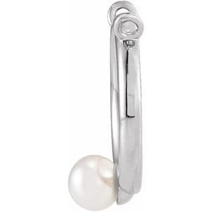 14K White Gold Cultured Seed Pearl Circle Necklace Center