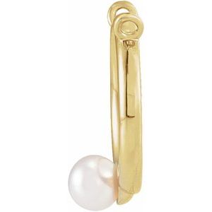 14K Yellow Gold Cultured Seed Pearl Circle Necklace Center