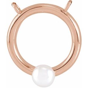 14K Rose Gold Cultured Seed Pearl Circle Necklace Center