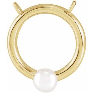 14K Yellow Gold Cultured Seed Pearl Circle Necklace Center