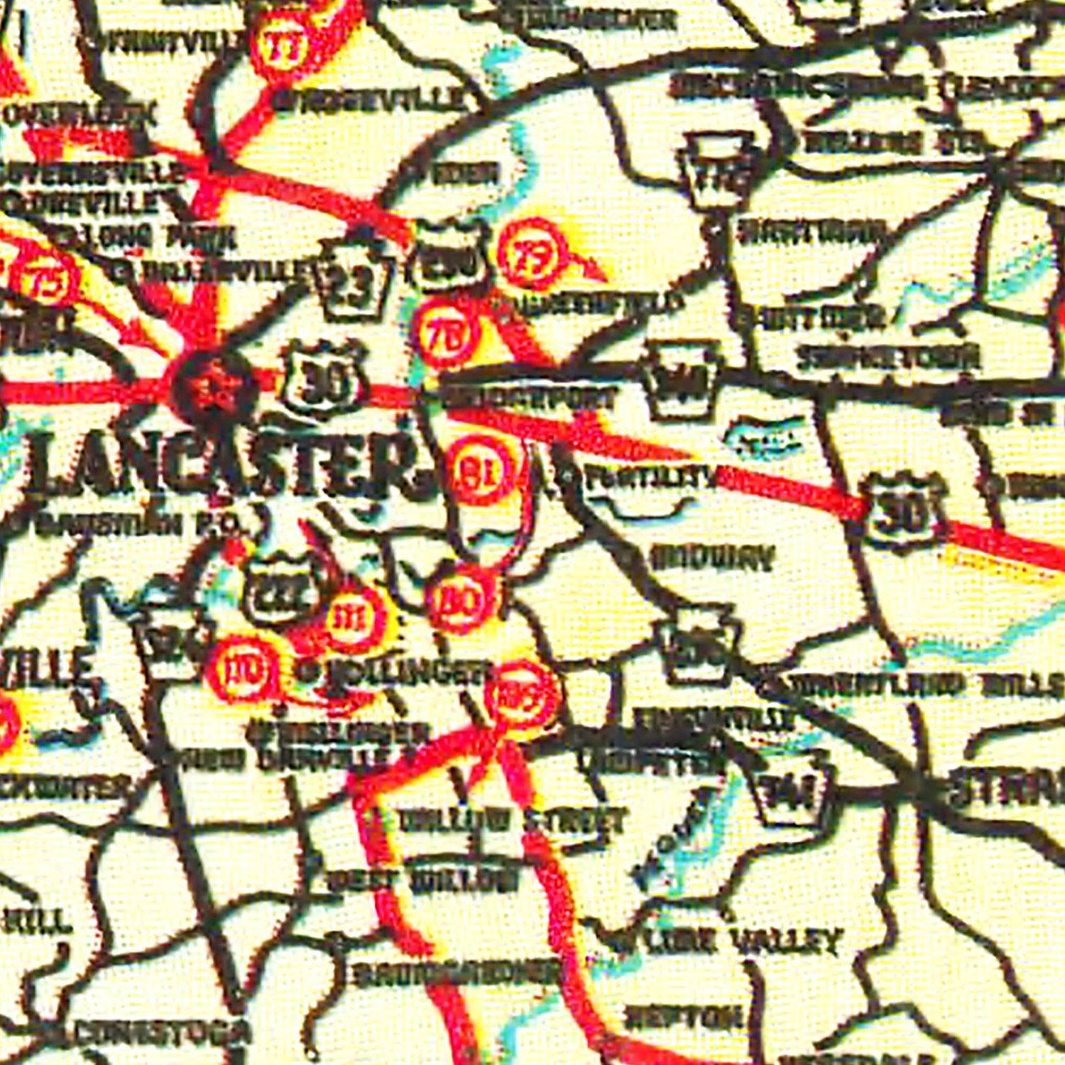 Vintage Map of Lancaster County, Pennsylvania 1955
