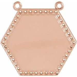 14K Rose Gold Hexagon Necklace Center