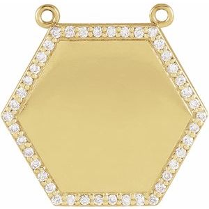 14K Yellow Gold 1/10 CTW Natural Diamond Hexagon Necklace Center