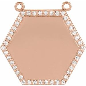 14K Rose Gold 1/10 CTW Natural Diamond Hexagon Necklace Center