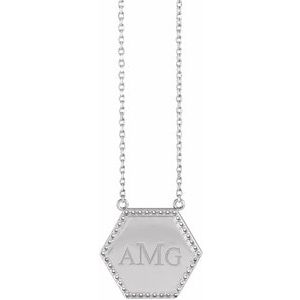 Platinum 1/10 CTW Natural Diamond Hexagon 16" Necklace