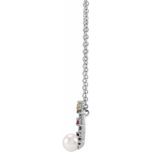 Sterling Silver Akoya Cultured Pearl Hold You Forever® Rainbow Baby 18" Necklace