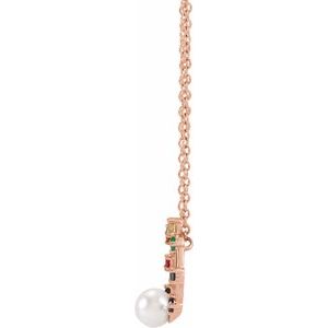14K Rose Gold Akoya Cultured Pearl Hold You Forever® Rainbow Baby 18" Necklace