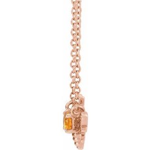 14K Rose Natural Spessartite Garnet Bee 18" Necklace