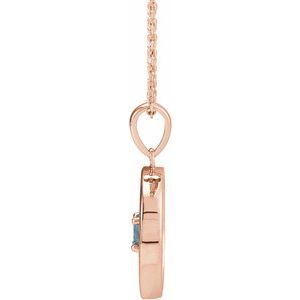 14K Rose Gold Natural Aquamarine & 1/4 CTW Natural Diamond Disc 16-18" Necklace