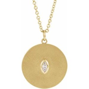 14K Yellow Gold .05 CT Natural Diamond Disc 16-18" Necklace