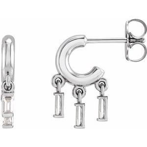 14K White Gold 1/5 CTW Natural Diamond Fringe Hoop Earrings