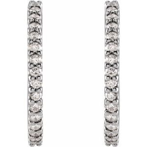 Platinum 5/8 CTW Natural Diamond 17.63 mm Hoop Earrings – image 2
