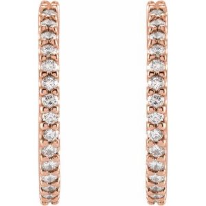 14K Rose Gold 5/8 CTW Natural Diamond  17.63 mm Hoop Earrings