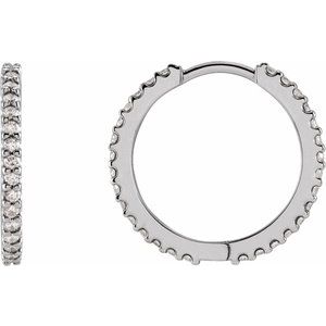 Platinum 5/8 CTW Natural Diamond 17.63 mm Hoop Earrings