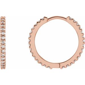 14K Rose Gold 1/4 CTW Natural Diamond 17.63 mm Hoop Earring