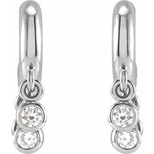 Sterling Silver 1/5 CTW Natural Diamond Fringe Hoop Earrings – image 2