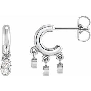 14K White Gold 2 mm Round Fringe Hoop Earring Mounting