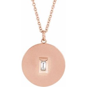 14K Rose Gold .08 CT Natural Diamond Disc 16-18" Necklace