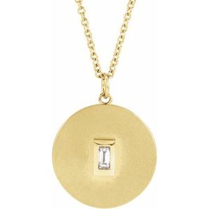 14K Yellow Gold .08 CT Natural Diamond Disc 16-18" Necklace