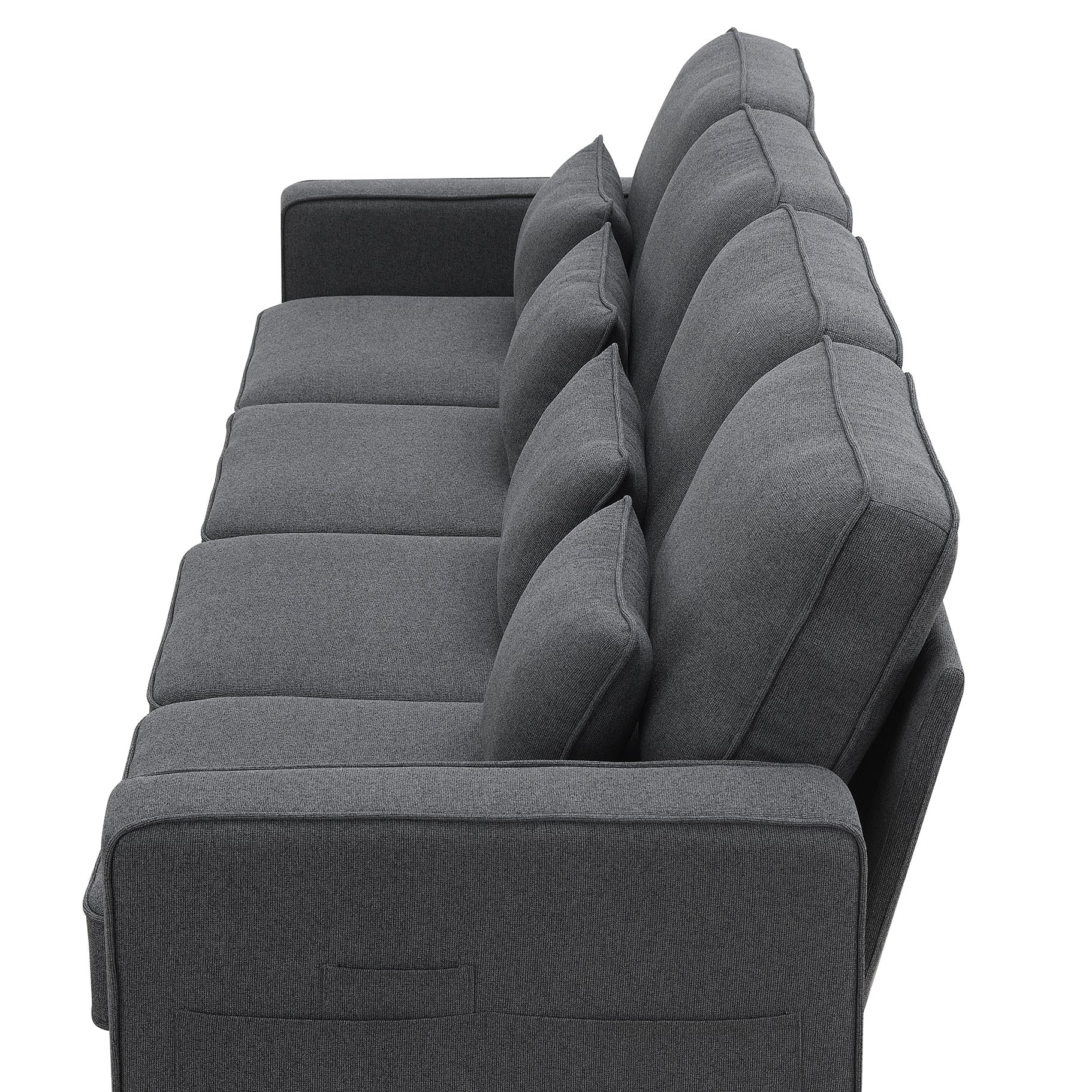 [VIDEO provided] [New] 104' 4-Seater Modern Linen Fabric Sofa with Armrest Pockets and 4 Pillows,Minimalist Style Couch for Living Room, Apartment, Office,3 Colors