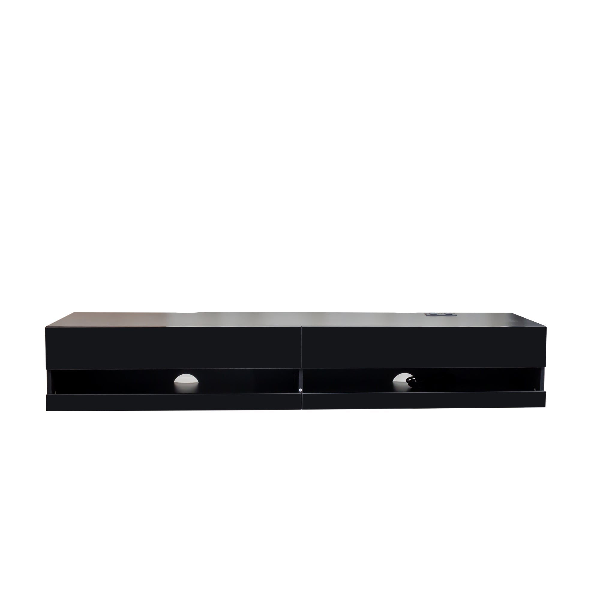 180 Wall Mounted Floating 80' TV Stand with 20 Color LEDs  and  Charging Station