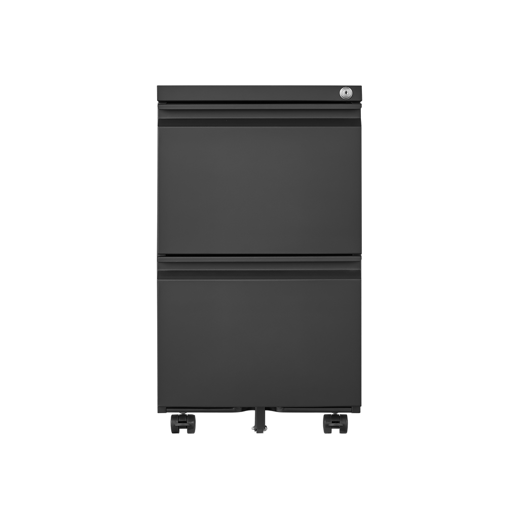 Metal Black 2 Drawer File Cabinet with Lock, Mobile Filing Cabinet for Home Office, Fits Letter/Legal/A4