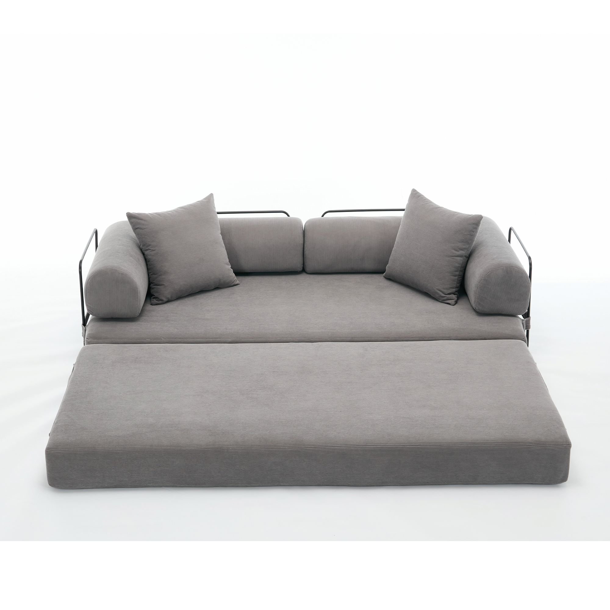 [NEW ARRIVED] [VIDEO PROVIDED] 78.5' Folding Convertible Out Sleeper Sofa Bed,4-in-1 DIY Combination Convertible Sofa,3 seat, Folding  Sofa, King Size , Bedroom,Apartment,Corduroy,Gray