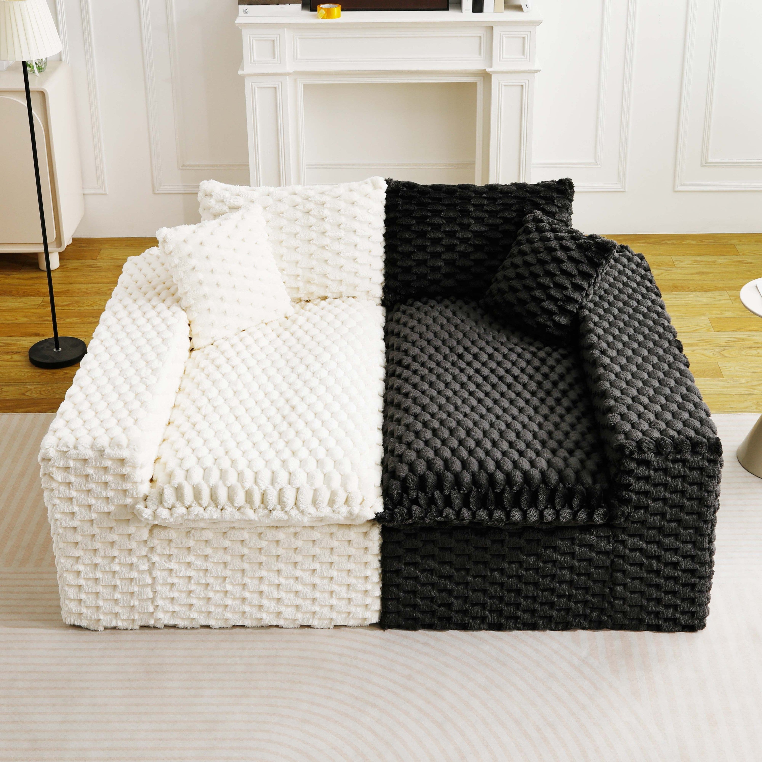 Luxury Color-Block Turtle Velvet Multifunctional Sofa - Arrangeable in Single Row, Side-by-Side or Facing Each Other, Stylish Living Room Furniture for Cozy Home Decor