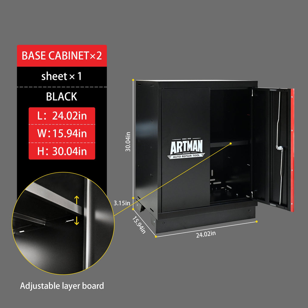 Steel Filing Cabinet With Compartments For Office Use, Storage, File Storage, Archives, And High and Low Cabinets with Black and Red finish