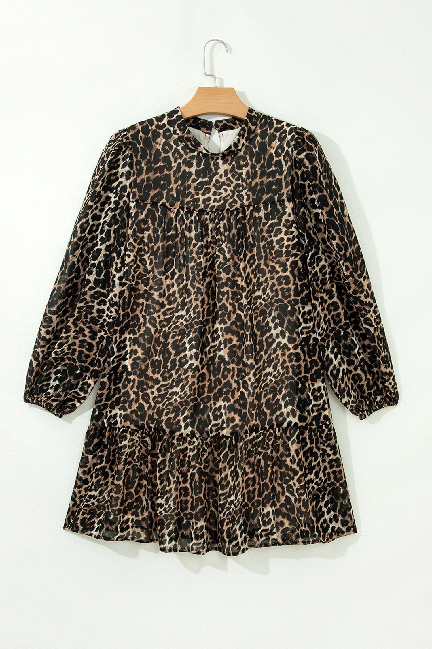 Leopard Long Sleeve Shift Mini Dress