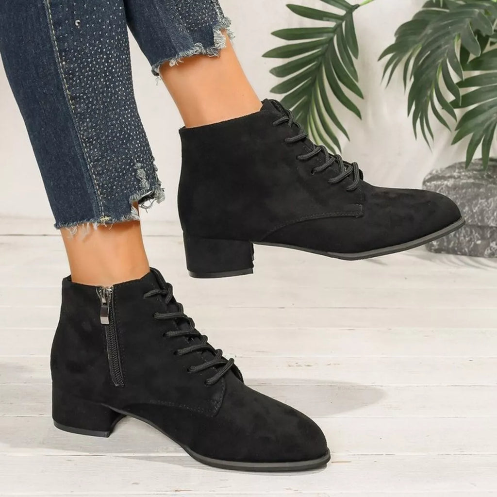Lace-Up Block Heel Boots