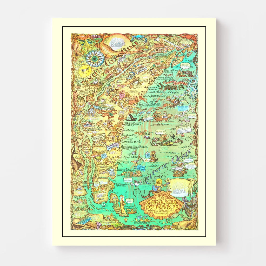 Vintage Map of The Grand Strand of South Carolina, 1972
