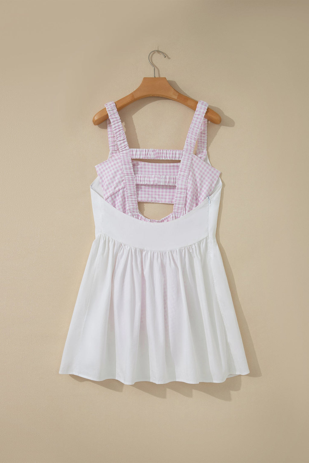 Gingham Patchwork Faux Two Piece Mini Dress
