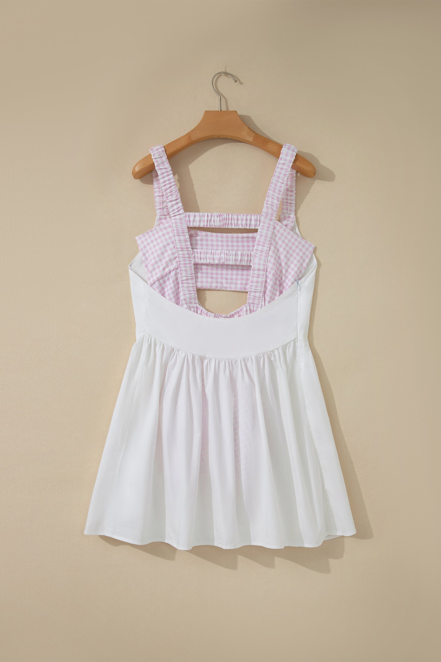 Gingham Patchwork Faux Two Piece Mini Dress