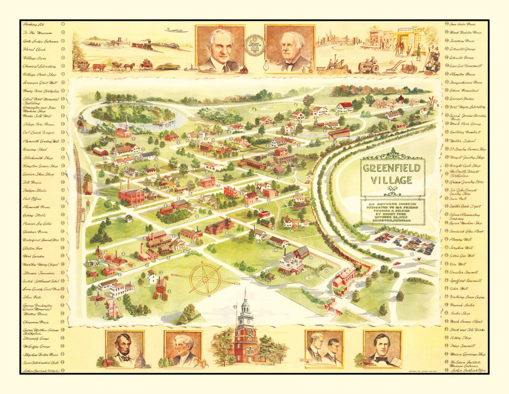 Vintage Map of Greenfield Village, 1951
