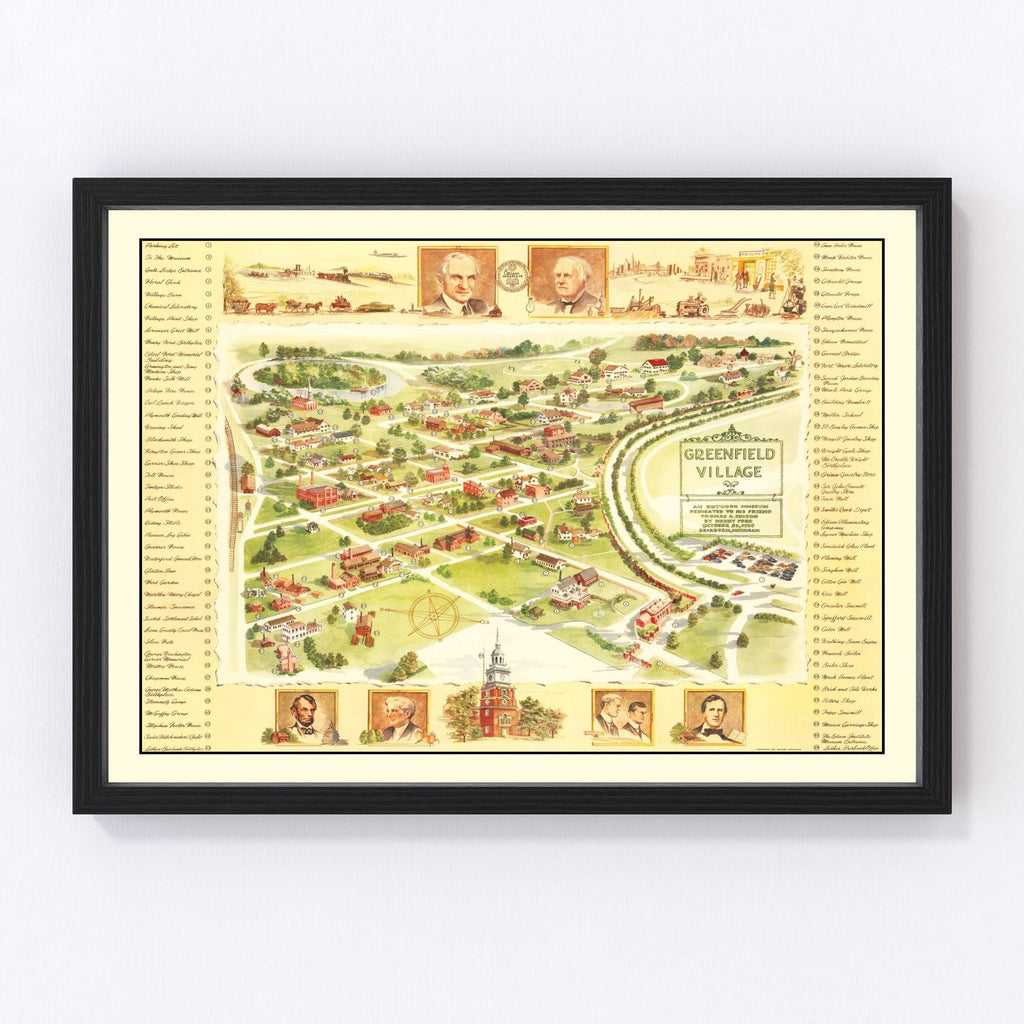 Vintage Map of Greenfield Village, 1951