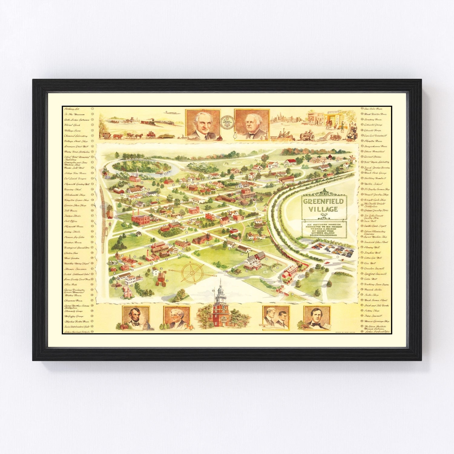 Vintage Map of Greenfield Village, 1951