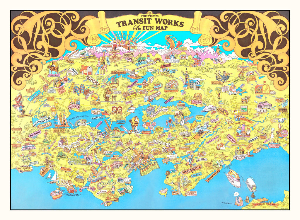 Vintage Map of Seattle, Washington 1974