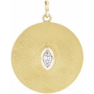 14K Yellow Gold .05 CT Diamond Disc Pendant