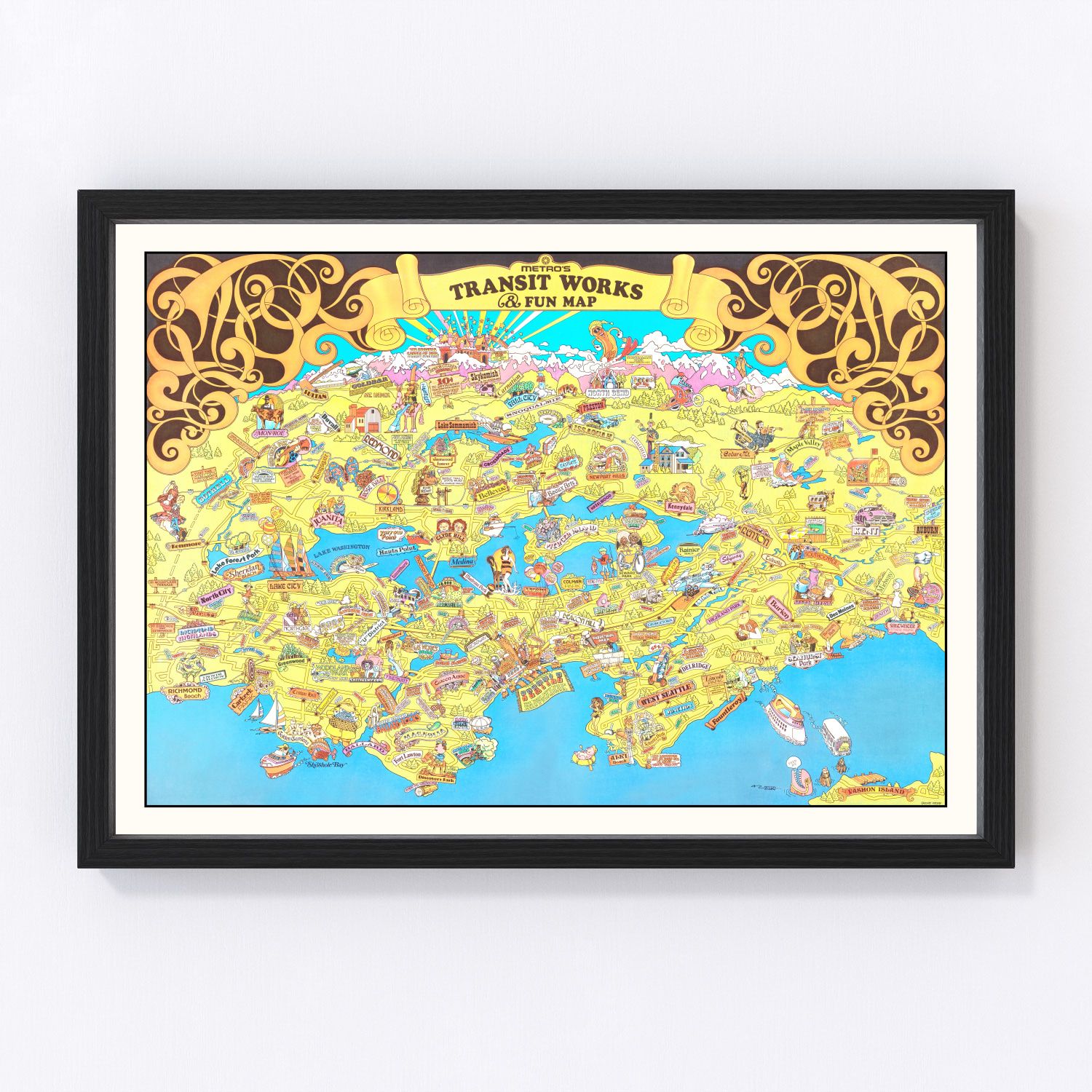 Vintage Map of Seattle, Washington 1974