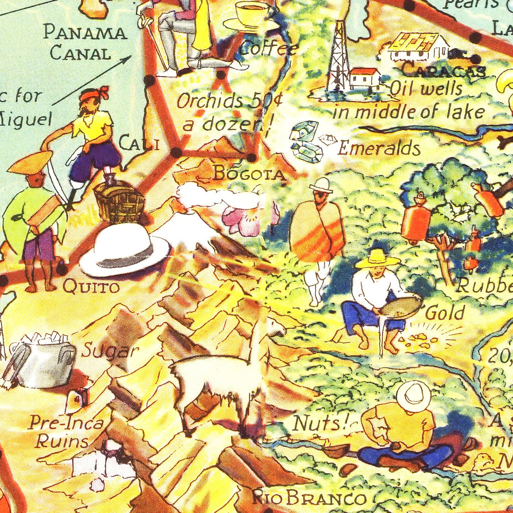 Vintage Map of Flying Clipper Ships of the Americas, 1941