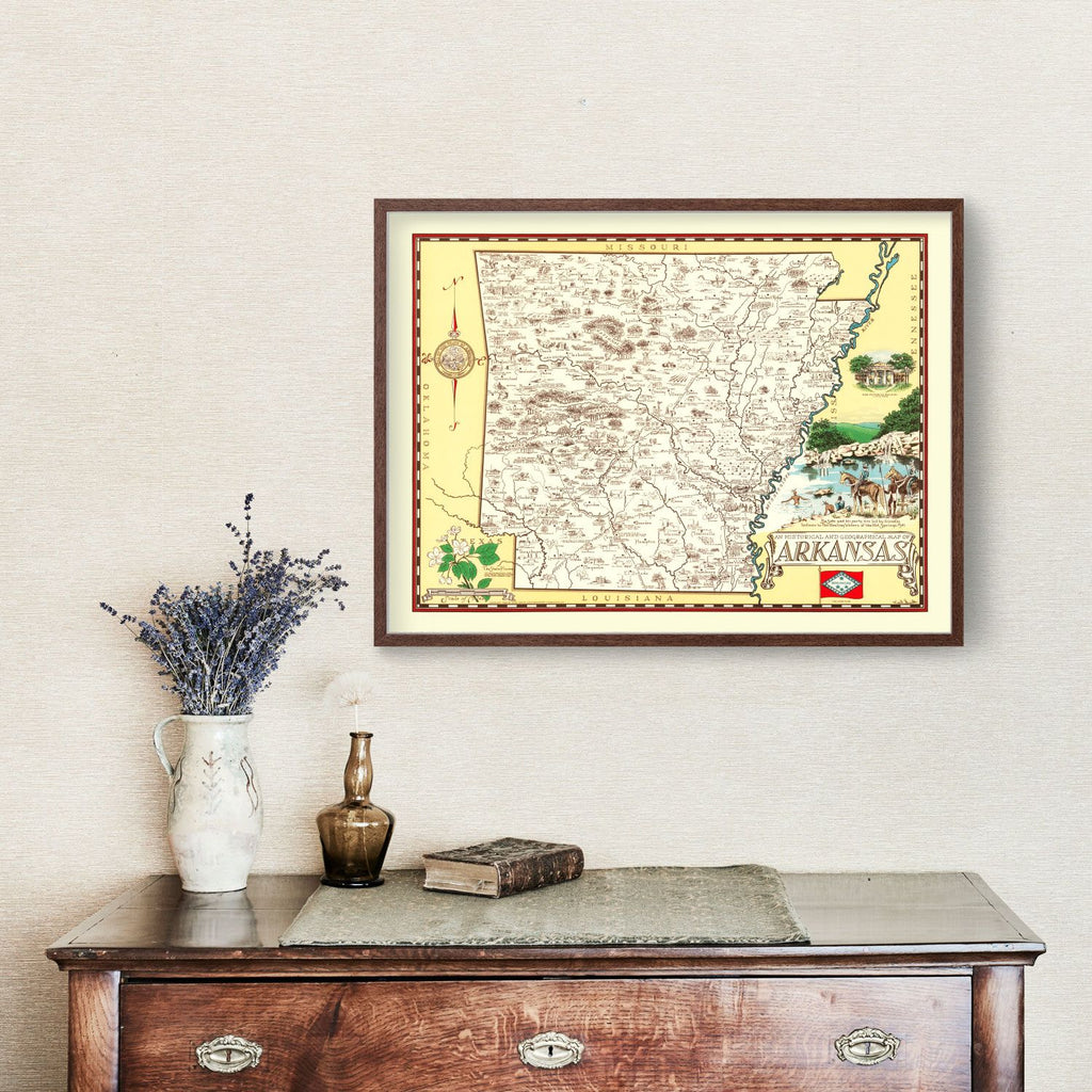 Vintage Map of Arkansas 1938