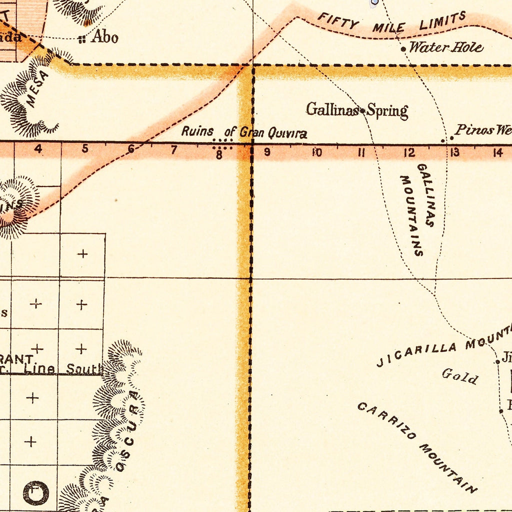 Vintage Map of New Mexico 1876