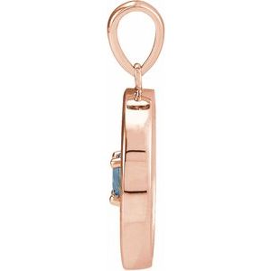 14K Rose Gold Natural Aquamarine & 1/4 CTW Natural Diamond Disc Pendant